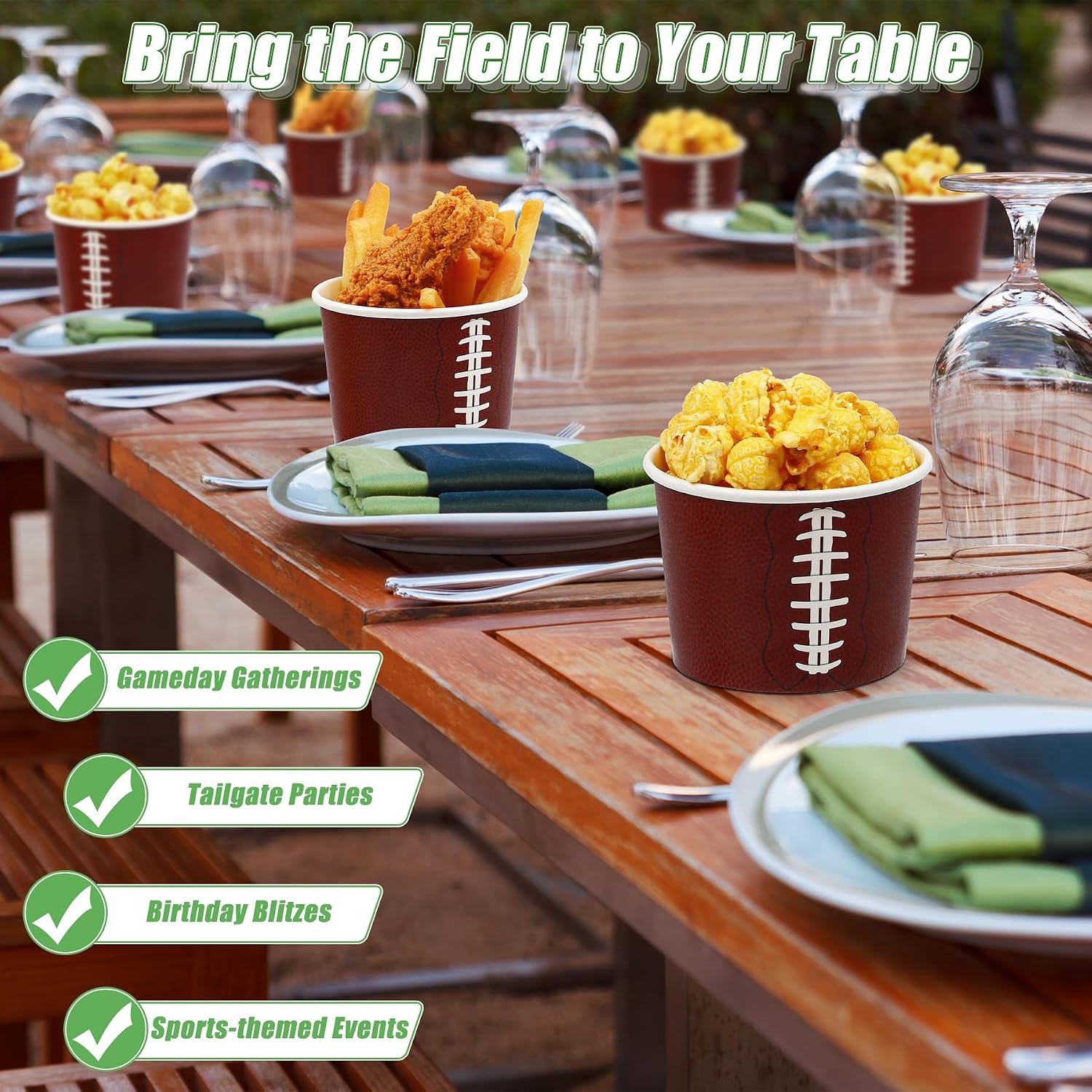 50 PCS Football Bowls, 8 OZ Paper Snack Bowls Party Favors Decor image 5