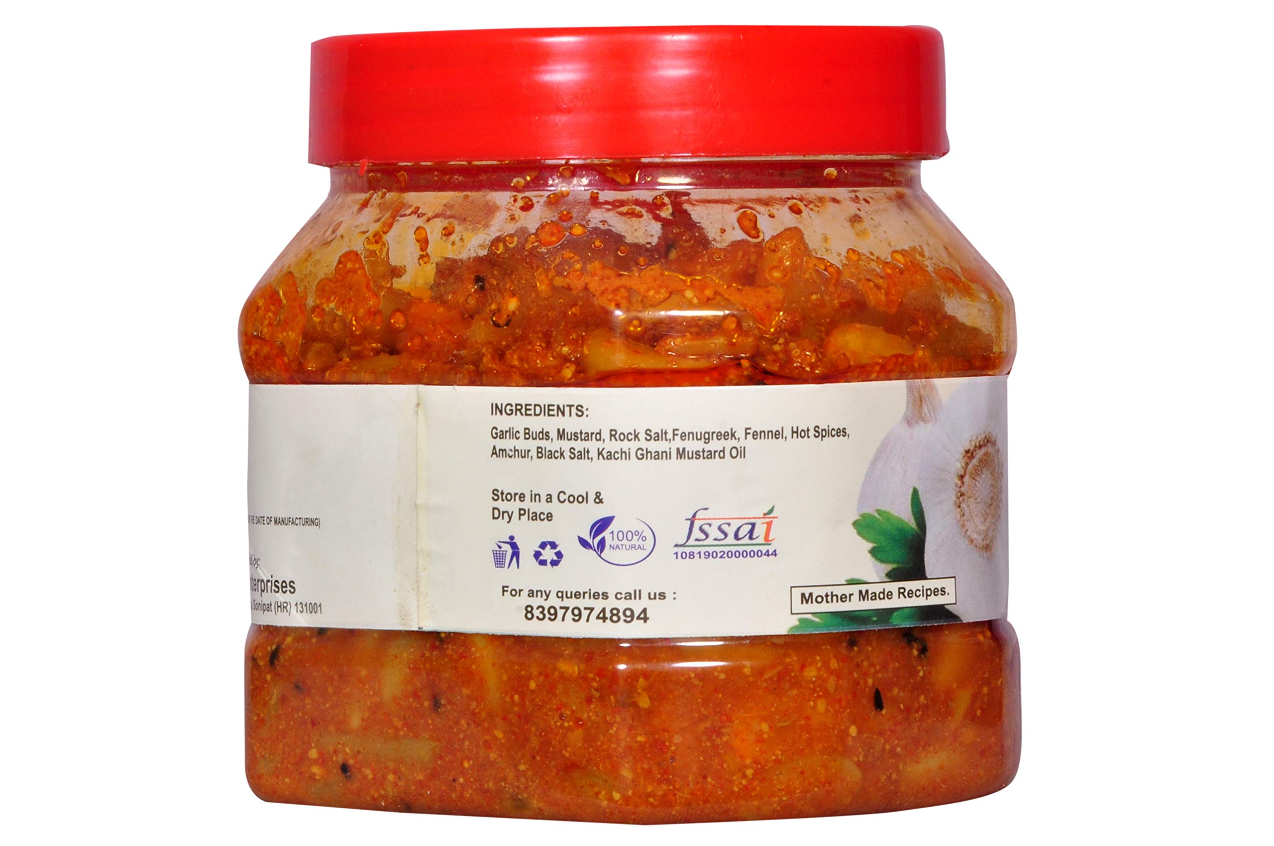 Natural Diet Organics Punjabi Punjabi Garlic Pickle with Full Pieces Lashun Ka Achar || Low Oil Pickle - 400 Grams || 100% Fresh Achar with Homemade Taste & Pure Natural Healthy Ingredients 1