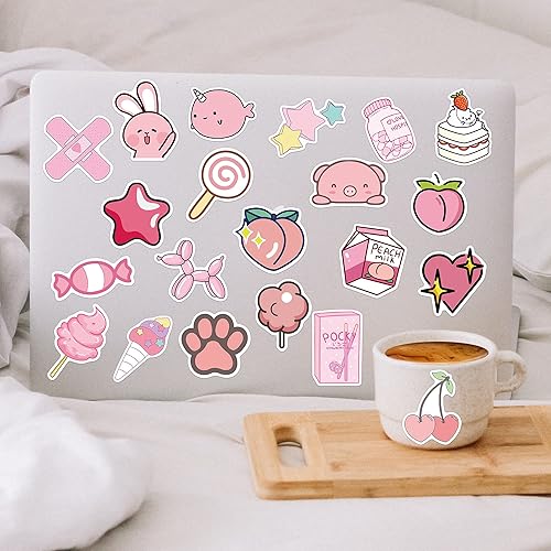 Miniatura 6 de 50 calcomanías Kawaii lindas para botellas de agua, calcomanías rosadas VSCO para laptop, calcomanías estéticas de regalo para niños, adolescentes y