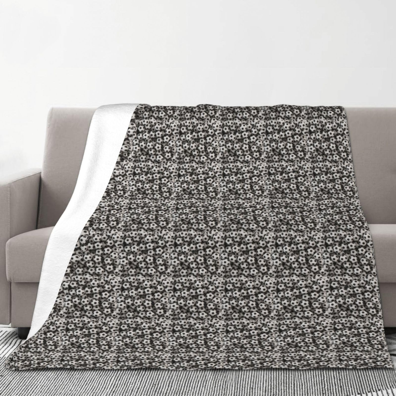 Couverture en flanelle avec imprimé football et mer, 177,8 x 203,2 cm, confortable et chaude pour l'hiver, le camping ou les voyages