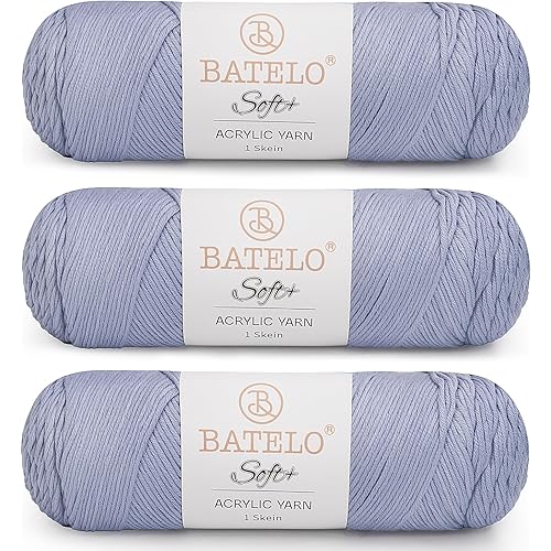 Soft Slate Gray Yarn 1008 Yards - 3 Pack Acrylic Yarn of 200g/7.5oz - 4 Medium (Worsted) - Crocheting, Knitting, Amigurumi, Craft