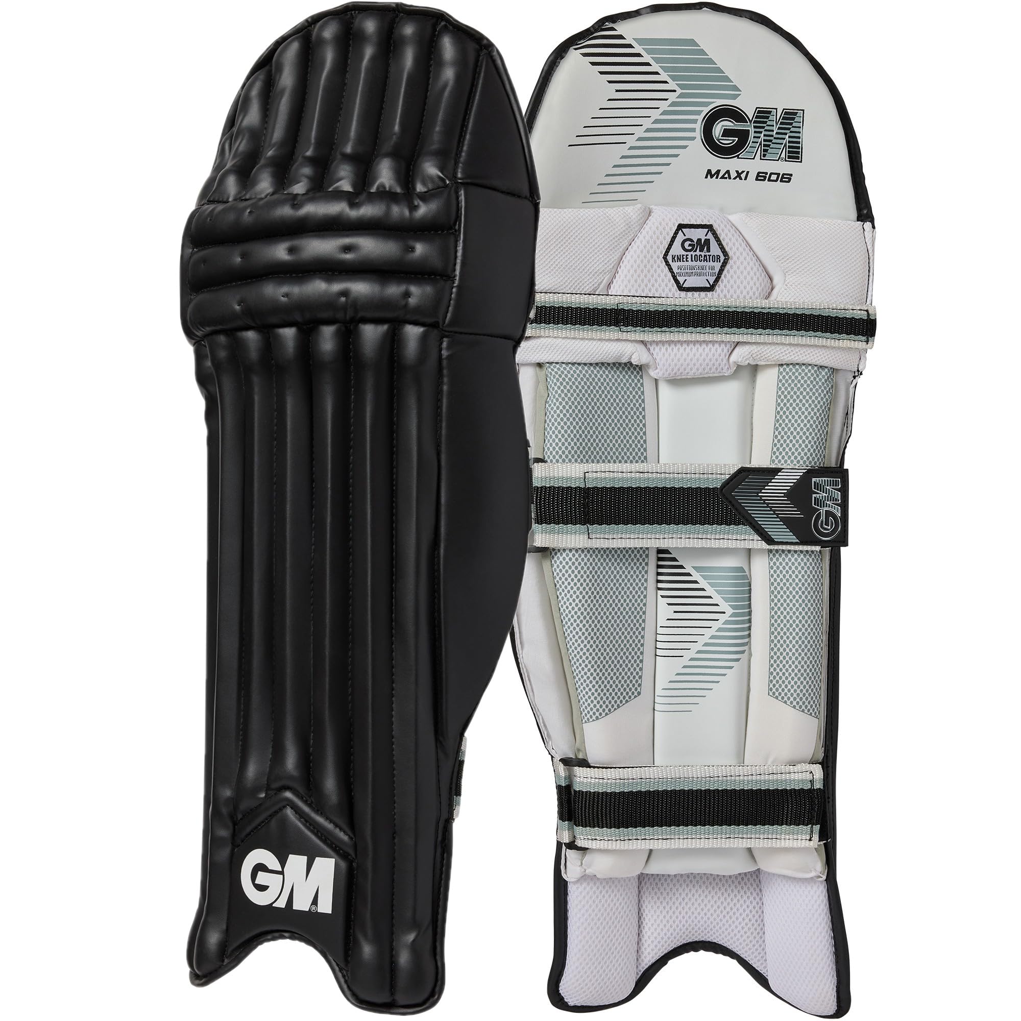 GM | Maxi 606 Cricket Batting Pads | Traditional Cotton & Cane | Sizes Adult or Small Adult | Approx 2.00 kg per Pair | 1 Pair | Navy or Black | Gunn & Moore โ image 1