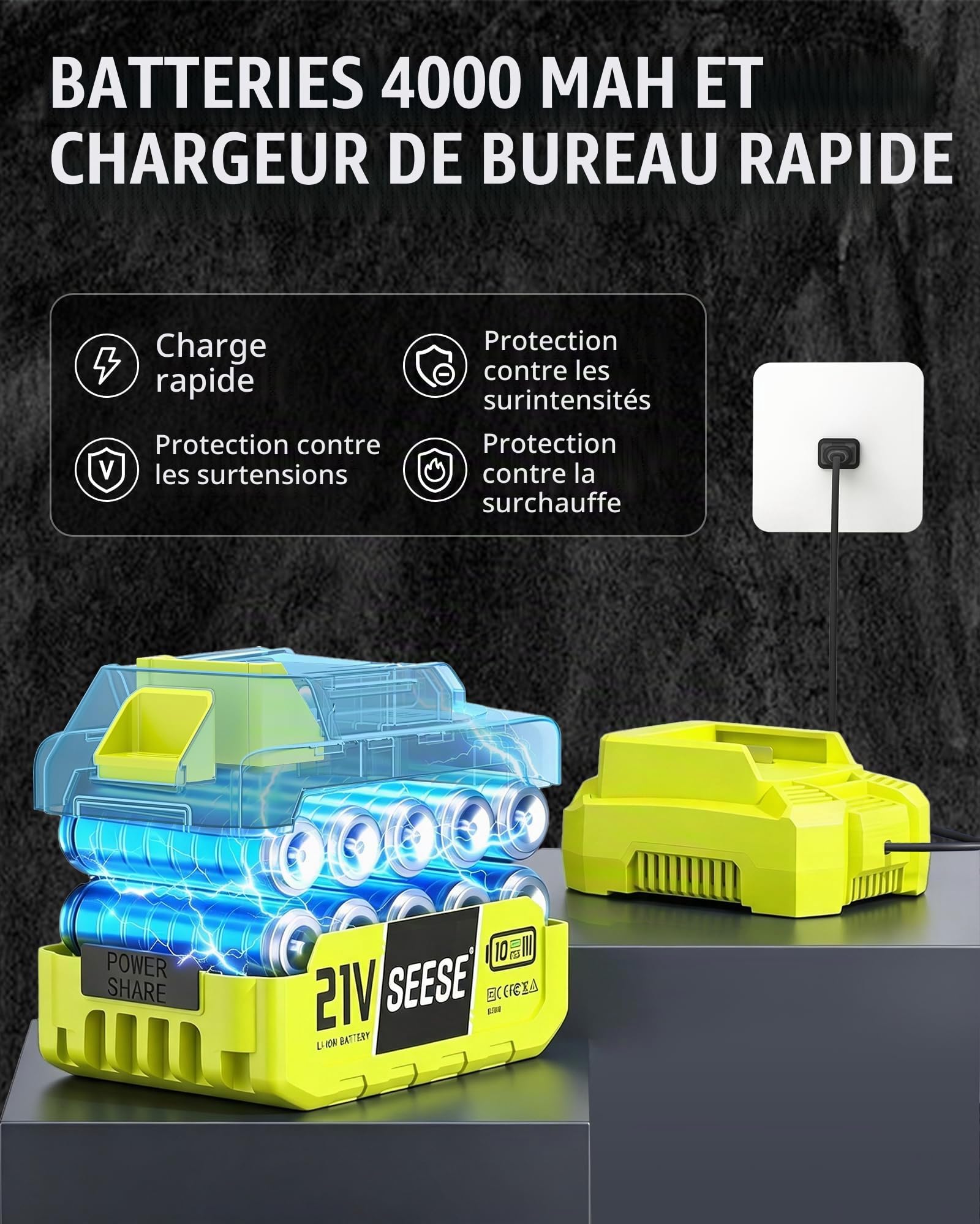 Souffleur à feuilles sans fil Turbo : 150 MPH 600 CFM, léger 0,66 kg, alimenté par batterie pour feuilles de cour, sable d'allée, séchage de voiture avec batterie 21 V 4,0 Ah et poignée ergonomique