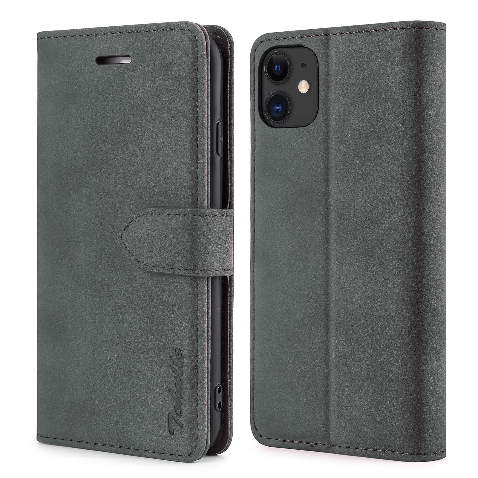 TOHULLE Case for iPhone 11, Premium PU Leather Wallet Case with Card Holder Kickstand Magnetic Closure Shockproof Flip Folio Case Cover for iPhone 11 (6.1 Inch) - Grey
