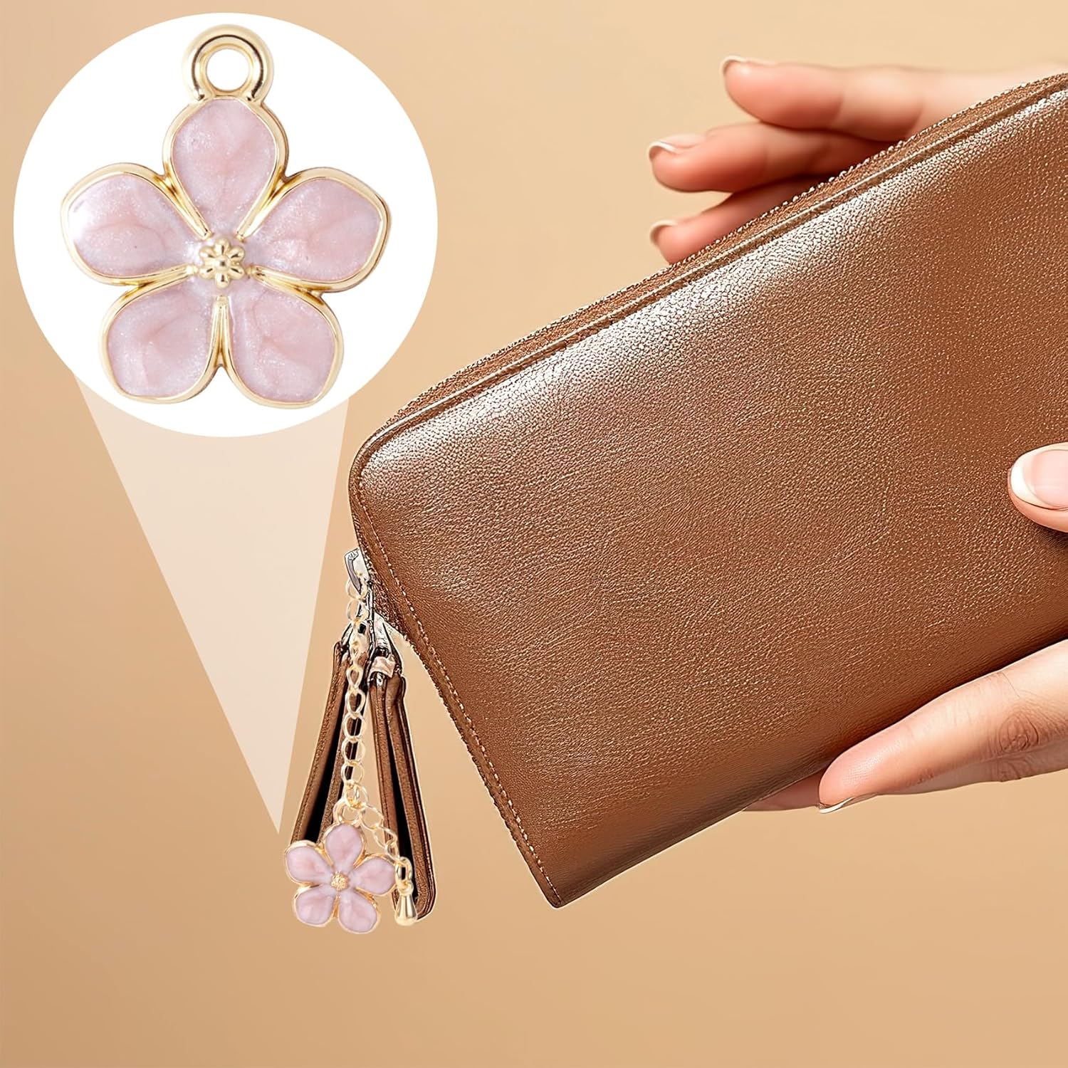 20pcs Gold Plated Enamel Cherry Blossoms, Small Flower Charms Pendants for Jewelry Making, Cute Alloy Floral Charms Decors for DIY Crafts Earrings Bracelets Necklaces- 5 Colors - Image 5