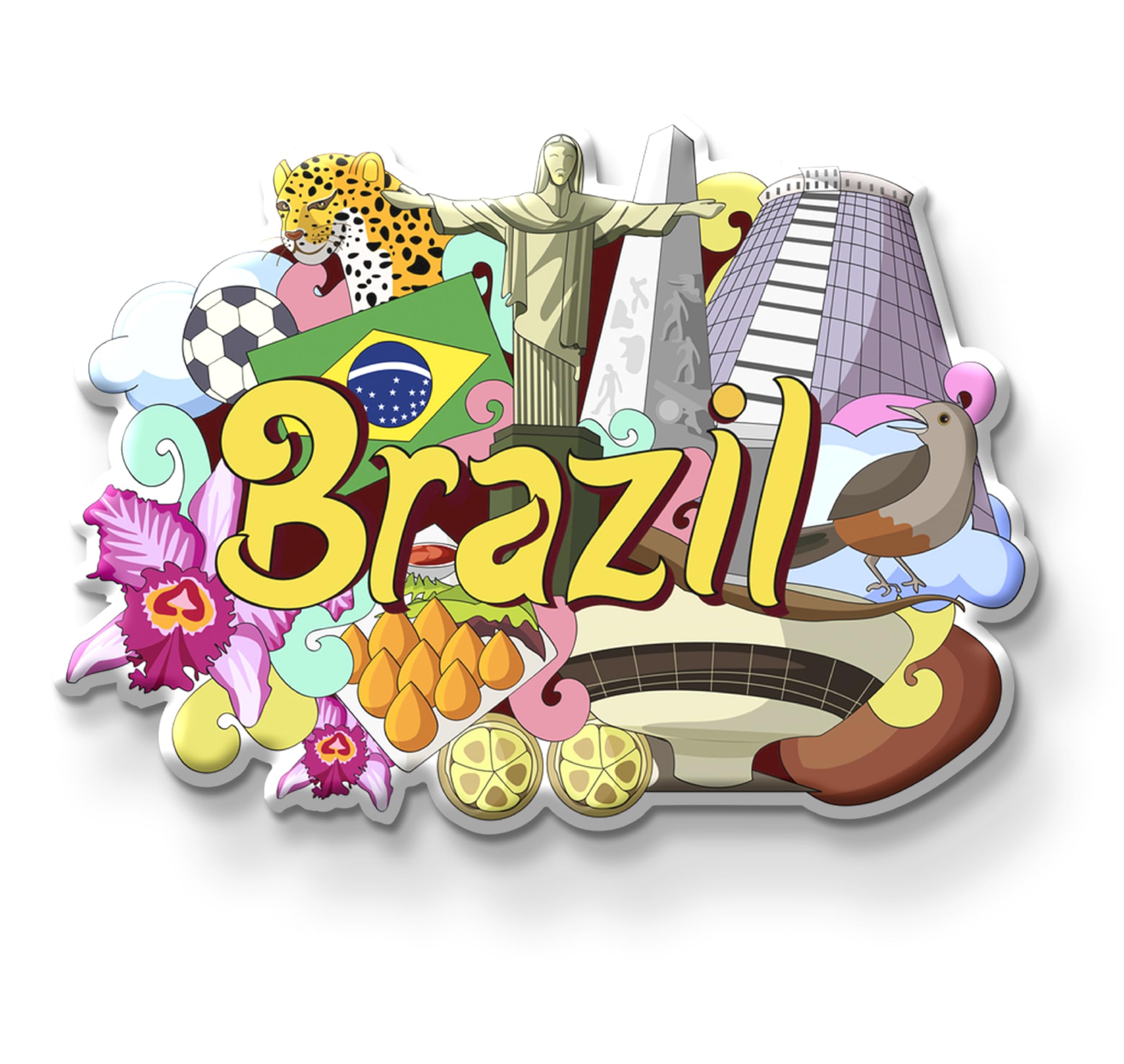 Brazil Country Theme Souvenir Wooden Fridge Magnet for Refrigerator - Brazil Printed Stylish Magnet for Fridge Decoration