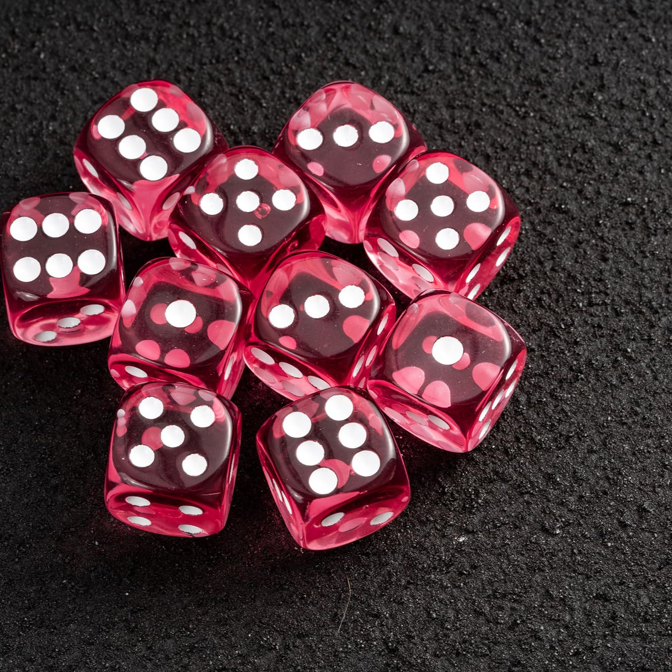 Regy 10PCS Polyhedral D6 Dice 16mm Acrylic Dice Game Dice for RPG MTG DND Table Games (Transparent Red) 3