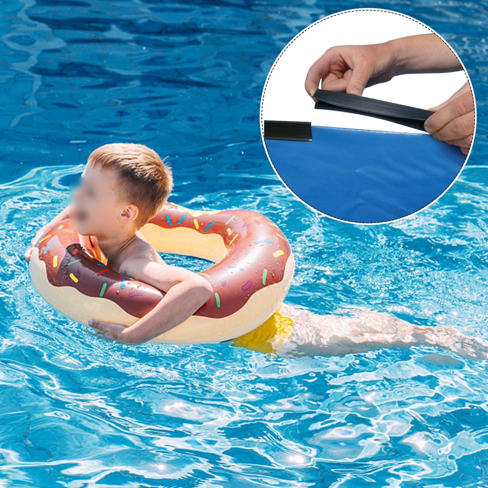 45-teiliges Set Schwimmbad-Flachdichtungsstreifen, Pool-Futter-Reparaturstreifen-Set, Flachdichtungsstreifen, Flachdichtungsstreifen für oberirdische Schwimmbecken