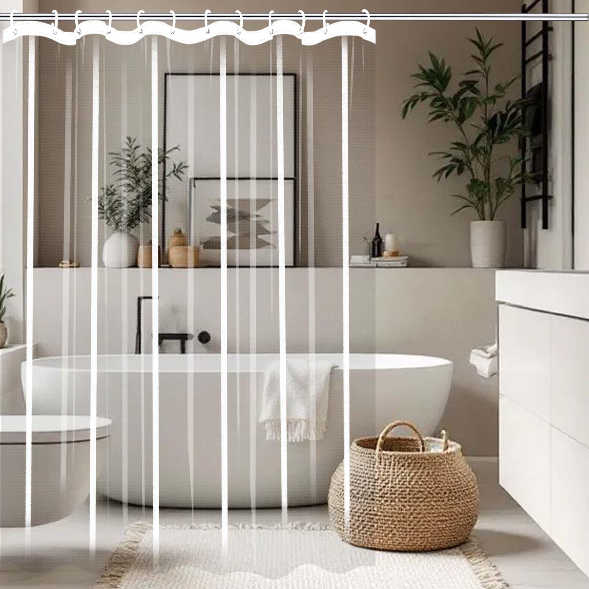 Rideau de douche transparent 140x185 idéal pour illuminer une petite salle de bain