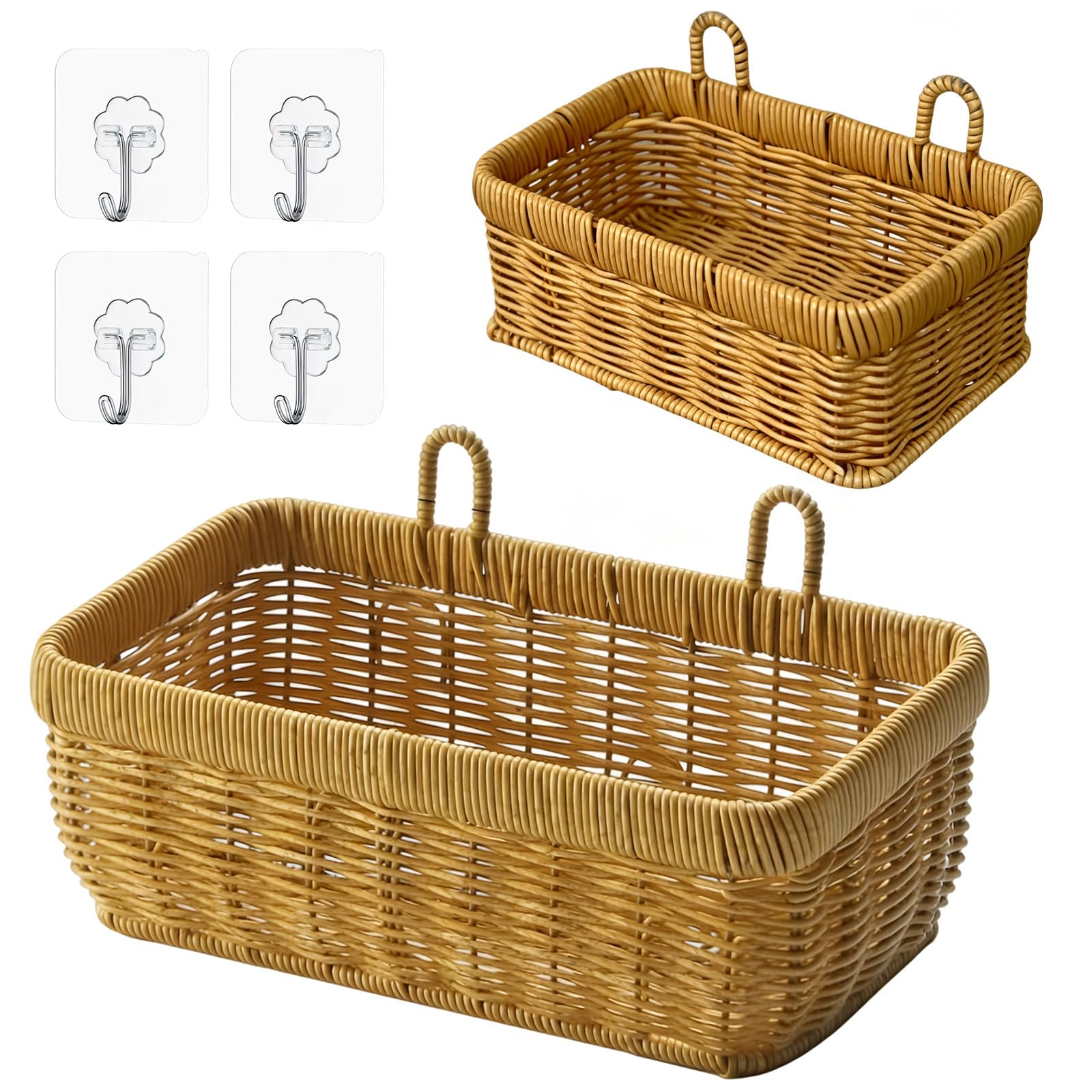 Panier de rangement tressé en rotin mural pour désencombrer le bureau et la chambre rapidement