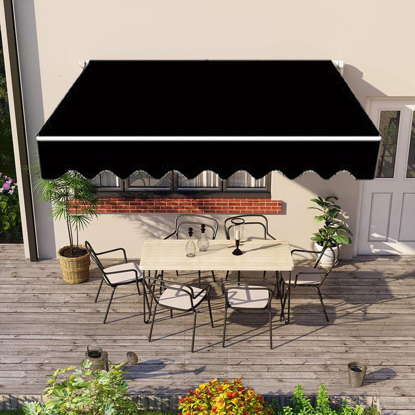 Replacement Awning Fabric, with Valance, Water-Repellent Durable, With Uv Protection, Made of Oxford cloth, Shade Canvas, for Outdoor Deck Balcony Yard Shop,003,(20x6.5ft) 6x2m