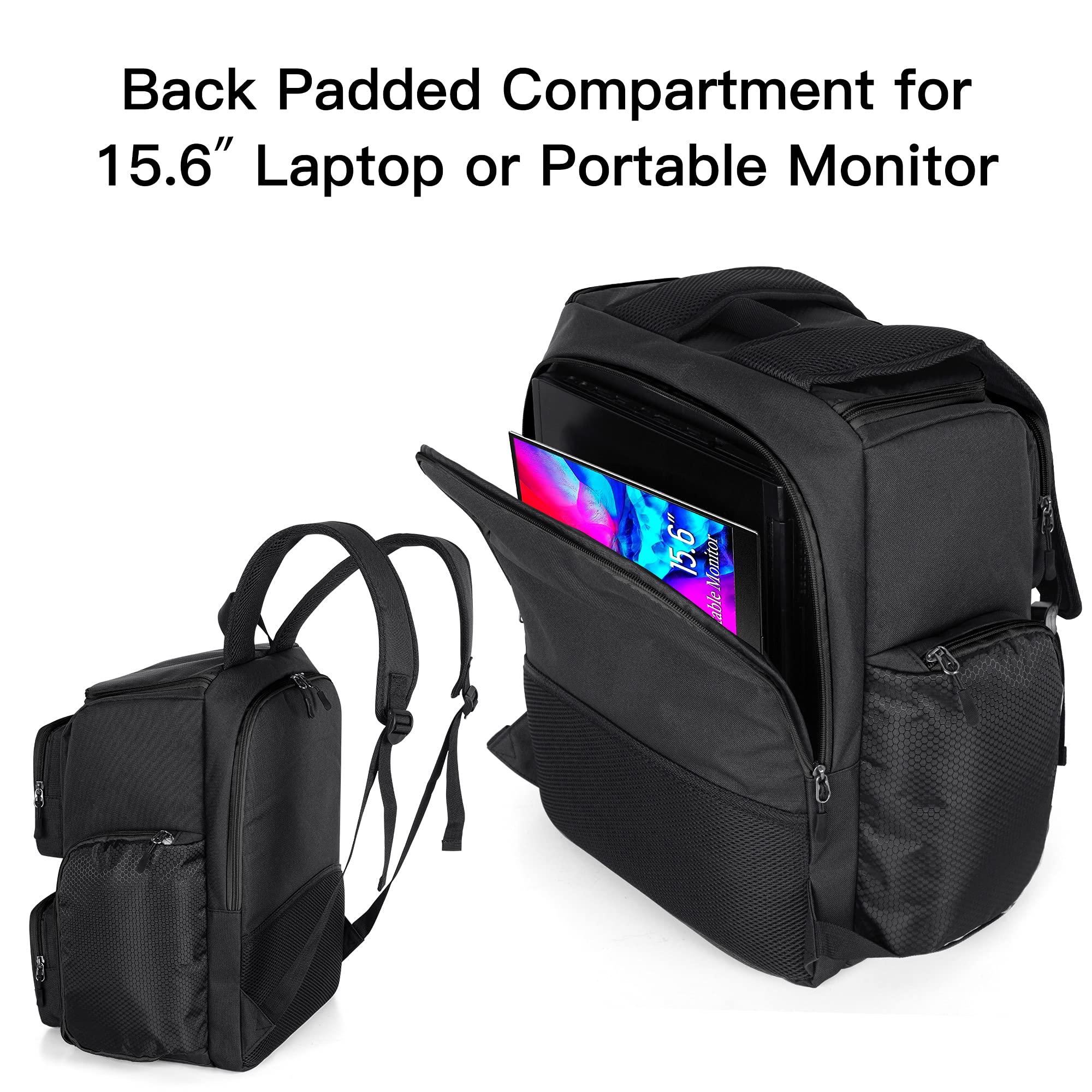 Trunab Sac à dos de Rangement Compatible avec Xbox Series X, Noir, Sac à dos Protection Grande Capacité, avec Poches, Séparateurs pour Xbox Manette et Accesoires de Jeu