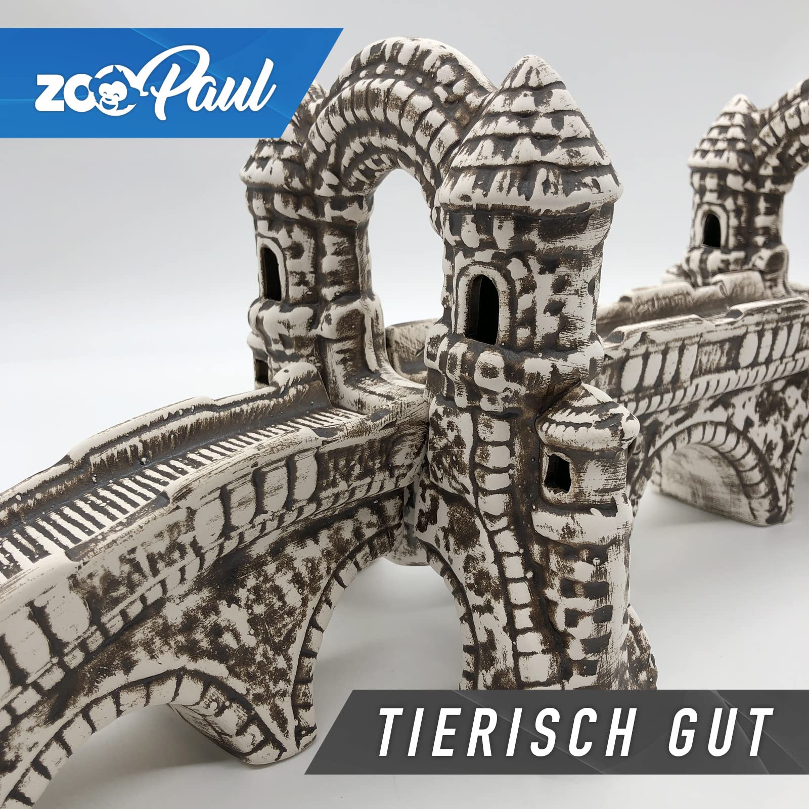 ZooPaul Deko Aquarium Brücke 5 TLG. XXL groß Dekoration Terrarium Zubehör Burg