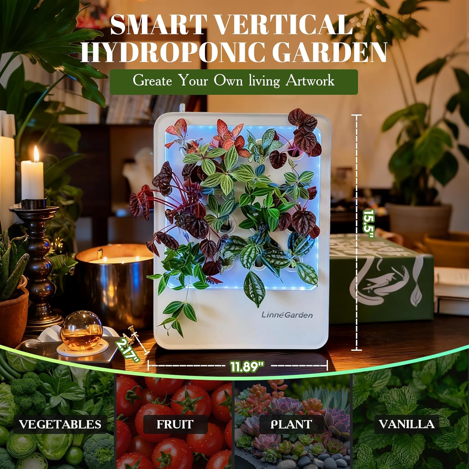 Indoor Garden Hydroponic System with LED Grow Light Indoor herb Garden, Indoor Garden Hydroponic System with LED Grow Light (White)