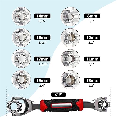 Miniatura 6 de Juego de llaves y destornilladores 52 en 1, llave giratoria multifuncional de acero inoxidable con flexibilidad de 360 para pernos, tuercas, e ideal