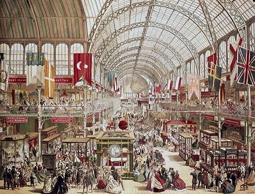 Crystal Palace 1851 Ninterior Vista del Palacio de Cristal Sitio de la Gran Exposición de 1851 en Hyde Park Londres Inglaterra Litografía inglesa