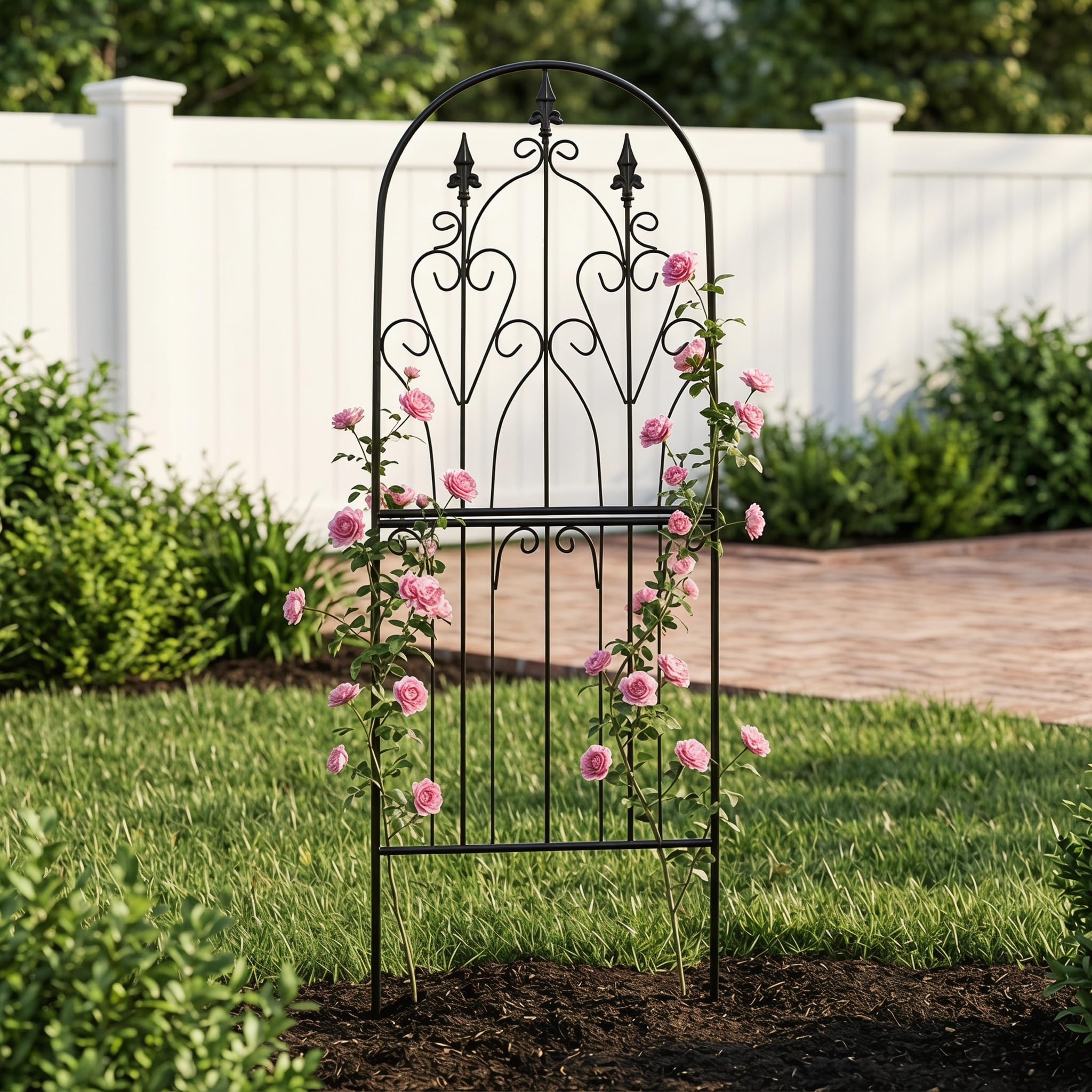 Treillis pour Plantes Grimpantes 150 cm x 55 cm x 1,3 cm Métal Design Unique Structure Décorative de Jardin Résistante aux Intempéries Treillis Extérieur Décor Fleures Roses Vignes Lierre Clématites
