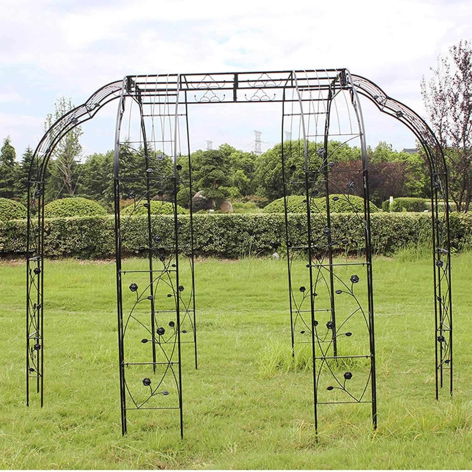 Half Sides Garden Arch, Metal Wedding Decorative Arbor for Climbing Plants, Roses Vines, Ideal for Lawn, Backyard, Patio, and Party