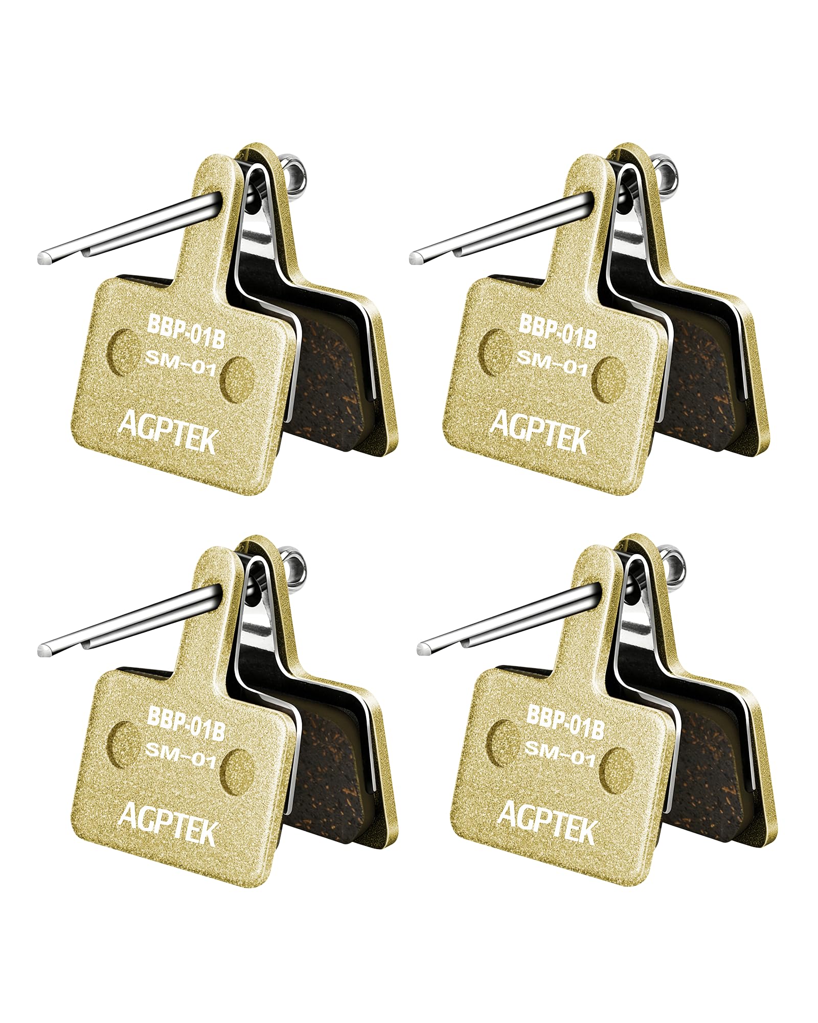 AGPTEK Bike Brake Pads 4 Pairs Disc Brake Pads for Bicycle, Golden Yellow