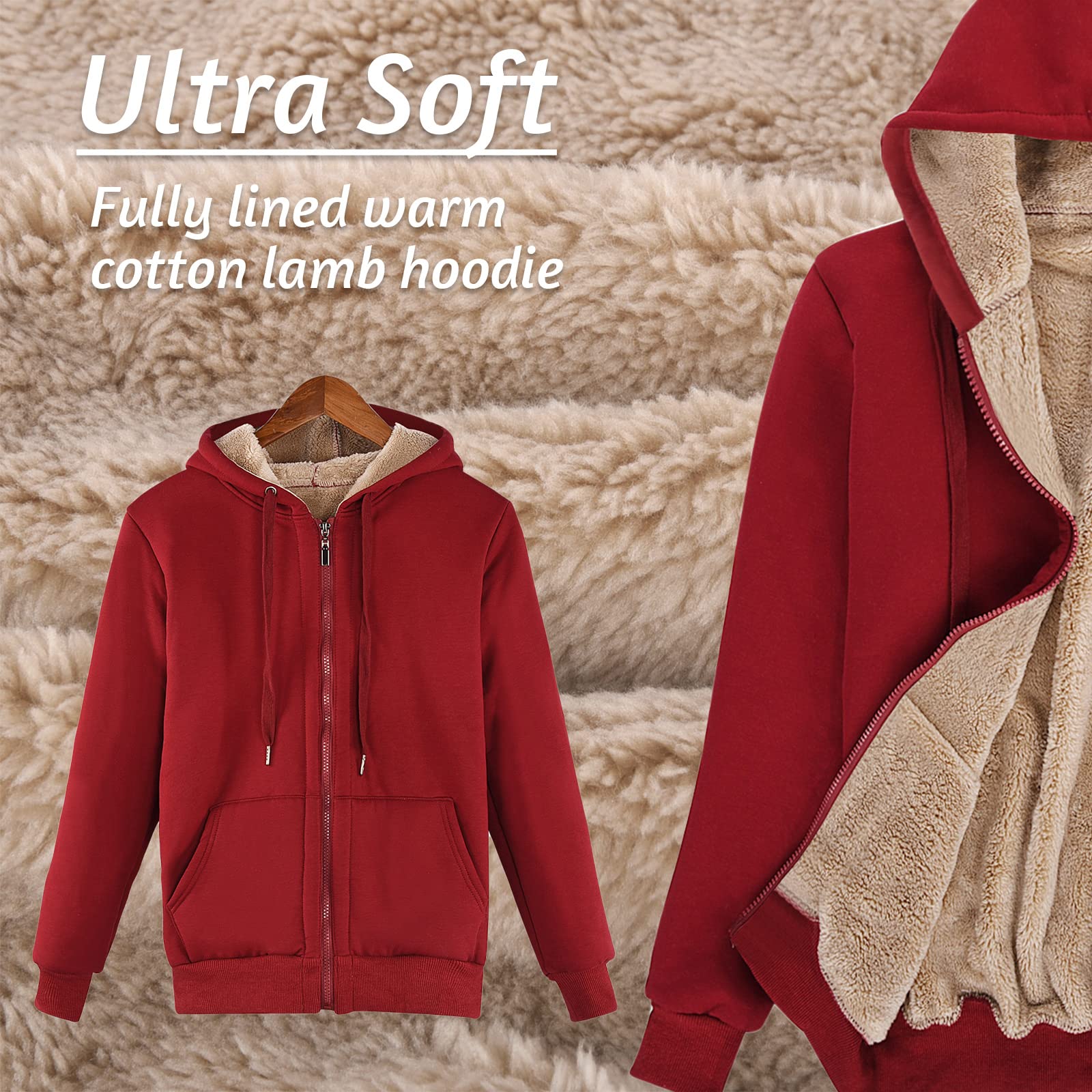 UMIPUBO Felpa Donna con Zip e Cappuccio Flanella Caldo Hoodie Cerniera Donna Cappotto Peluche a Manica Lunga con Tasche Sweatshirt Felpe in Pile con Cappuccio Giacca Outwear Donna Invernale