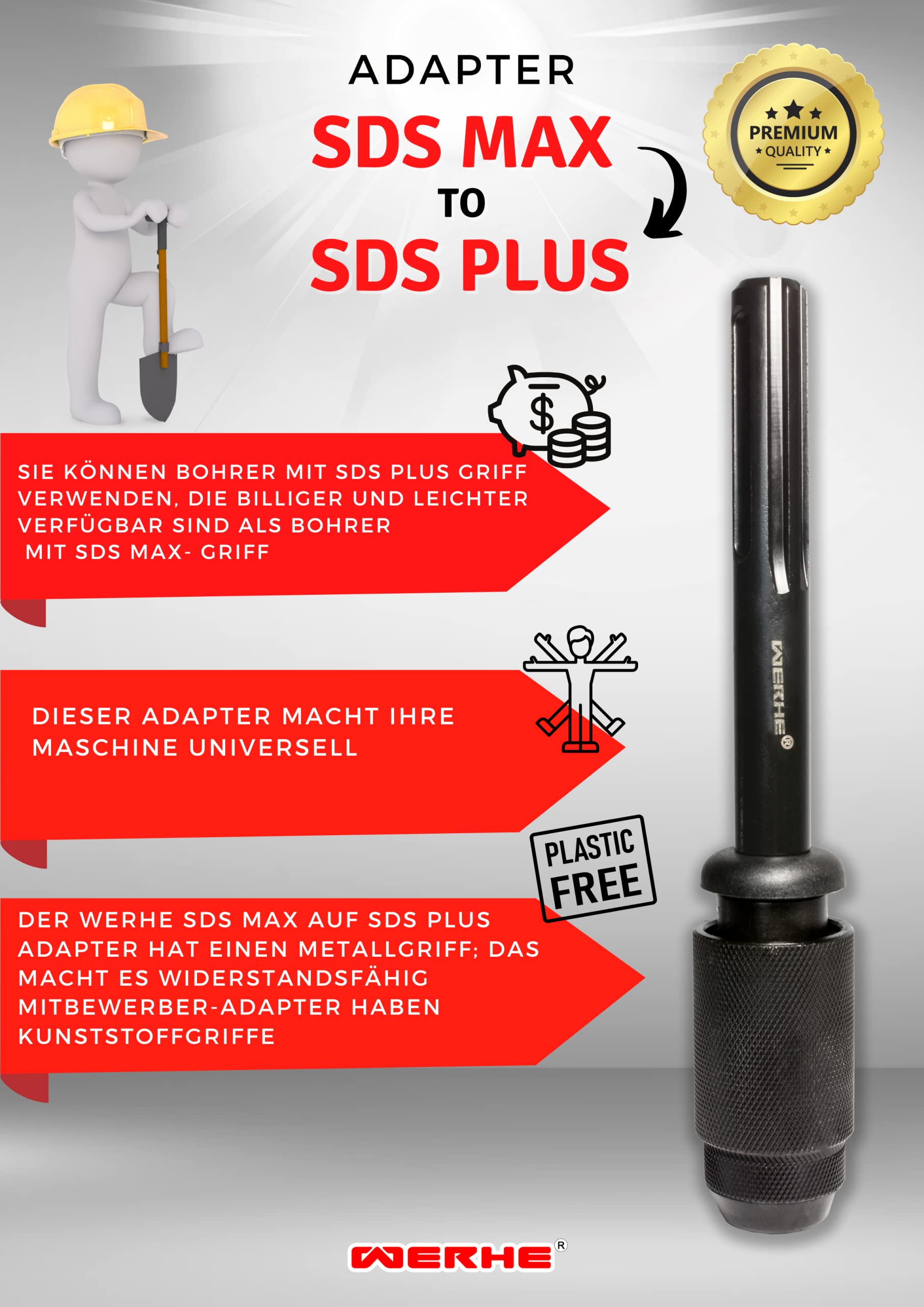 Adaptateur SDS Plus Pour Perceuse - Alésage Pour Tarière Terre Et Forets, Fixation Robuste En Acier