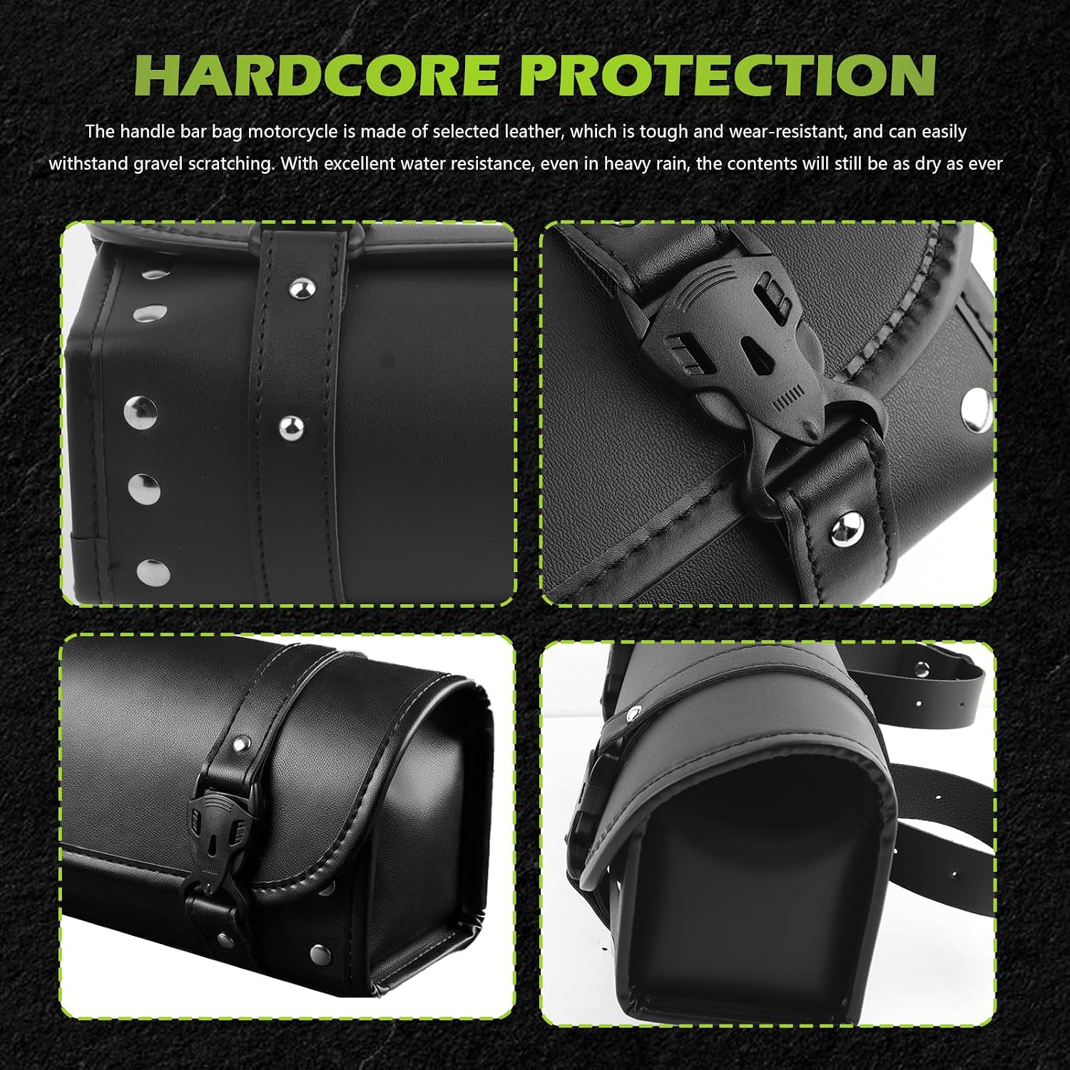Motorcycle Handlebar Bag,Waterproof Leather Motorcycle Fork Bag with Adjustable Mounting Straps for Umbrellas,Phones,Universal Motorcycles Tool Bags for Front Fork Handlebar