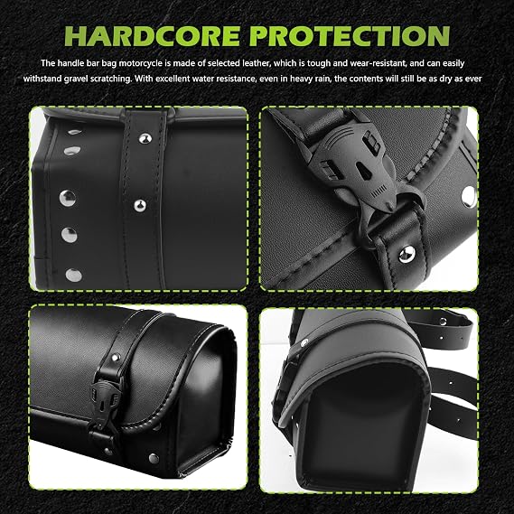 Motorcycle Handlebar Bag,Waterproof Leather Motorcycle Fork Bag with Adjustable Mounting Straps for Umbrellas,Phones,Universal Motorcycles Tool Bags for Front Fork Handlebar