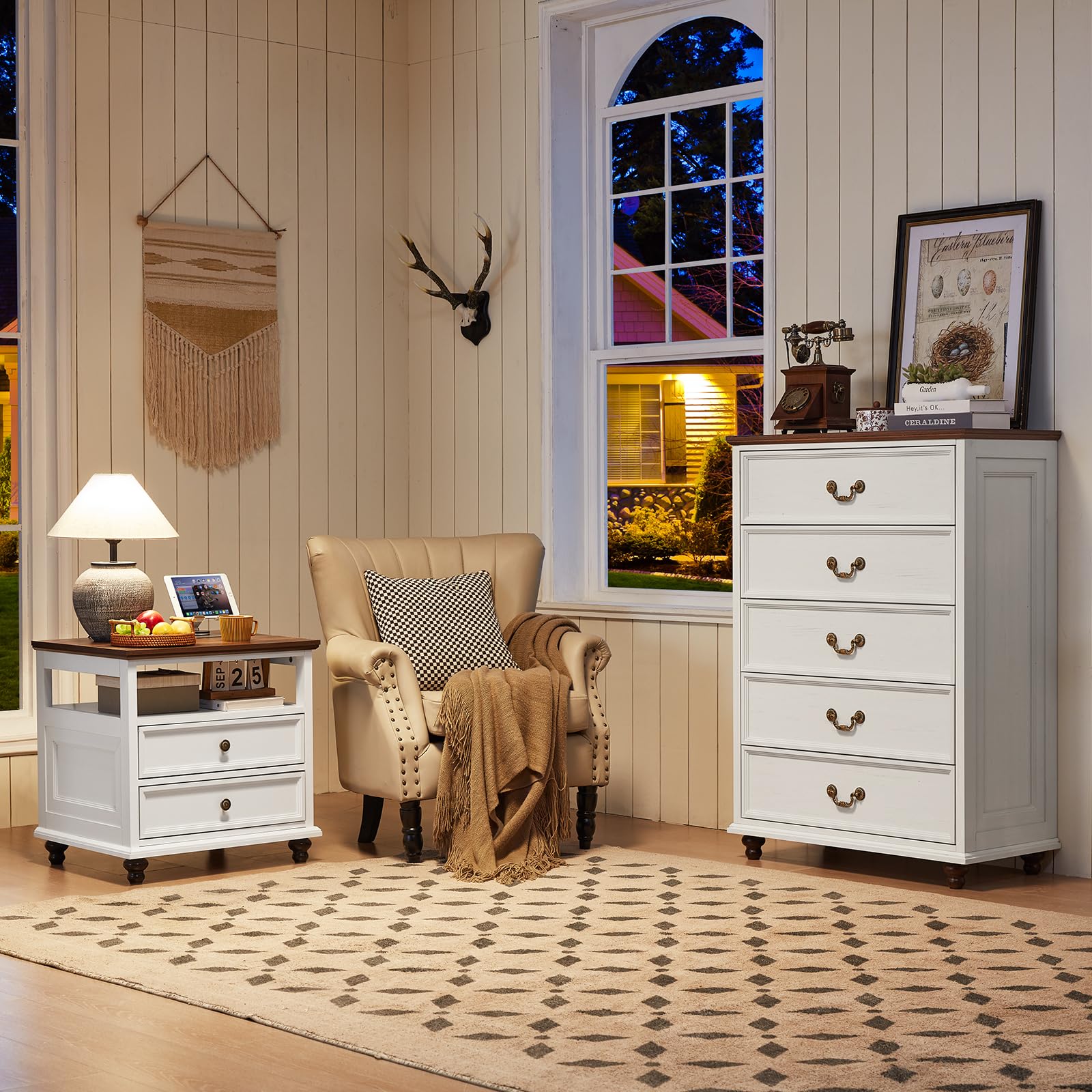 Amazon.com: Joaxswe Farmhouse 5 Drawer Dresser for Bedroom, 45