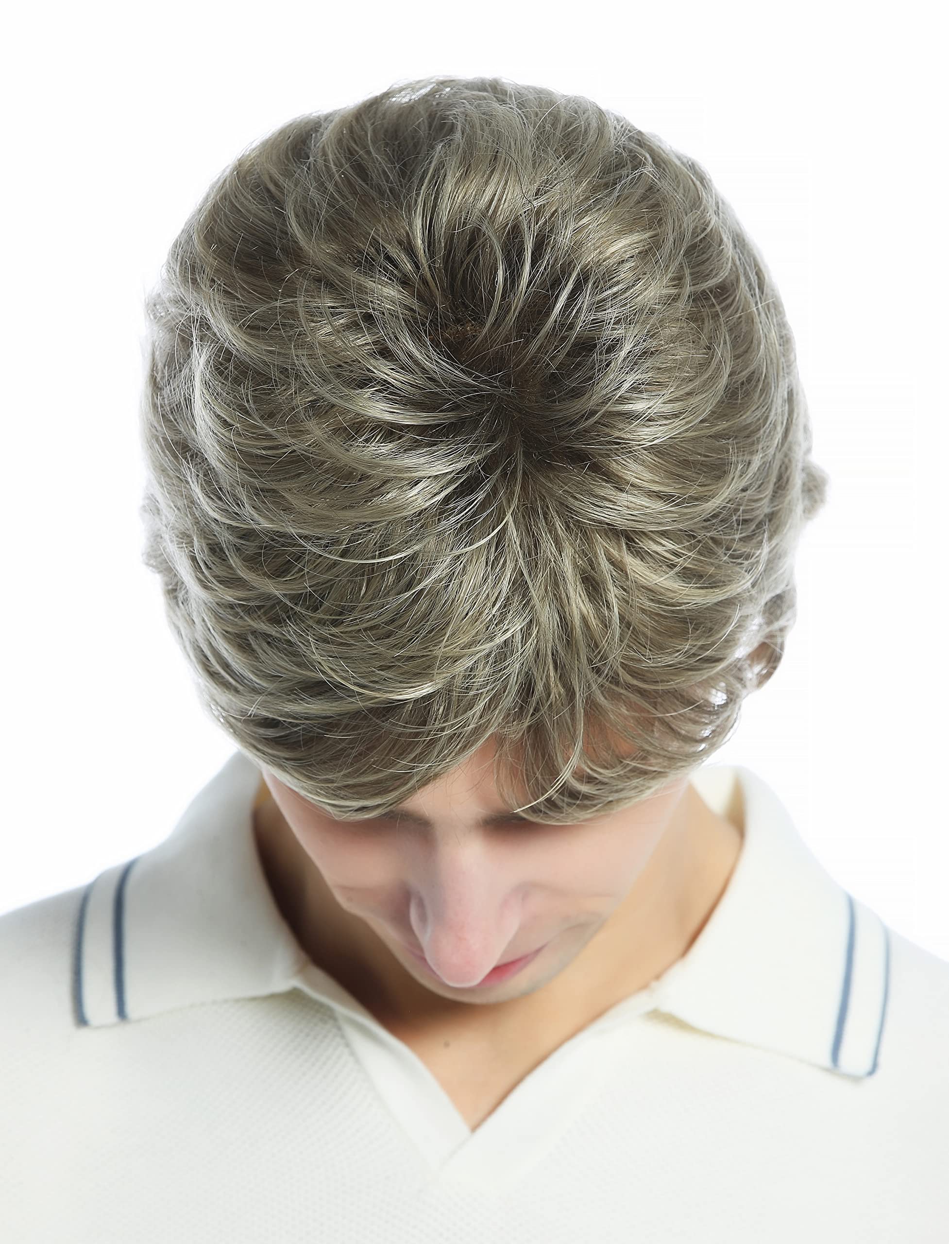 WIG ME UP - DW94A-18T22 Wig Men Women unisex short parting wavy light brown streaked with blond highlights - Image 3
