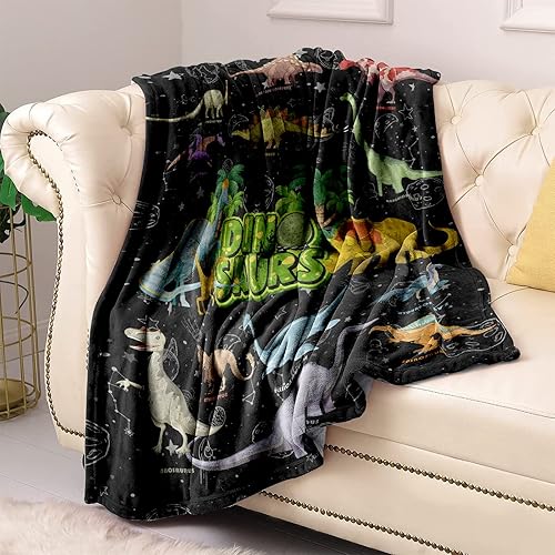 Miniatura 3 de Jwzrene Manta de franela de dinosaurio, manta ligera para mamá, mujeres, niños y niñas, dinosaurio de hija o hijo, manta cálida para sofá o cama, 50
