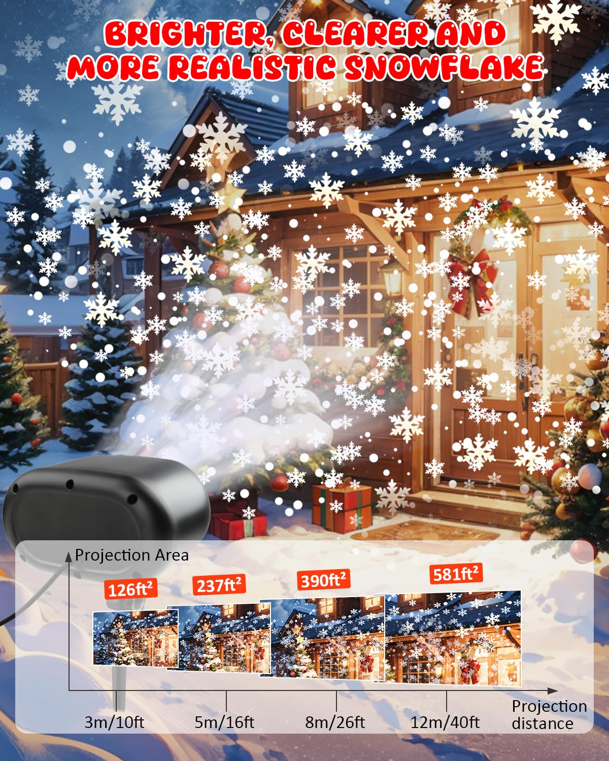 Christmas Snowflake Projector Lights, Snow Falling LED Light with Remote, Adjustable Dynamic Snow Light Show Projector - Image 2