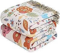 Vista 70 de Cobija para cama de estilo bohemio, 100 % algodón, ultra suave, edredón rústico, cobija de otoño, estampado floral, decoración de granja, cobija