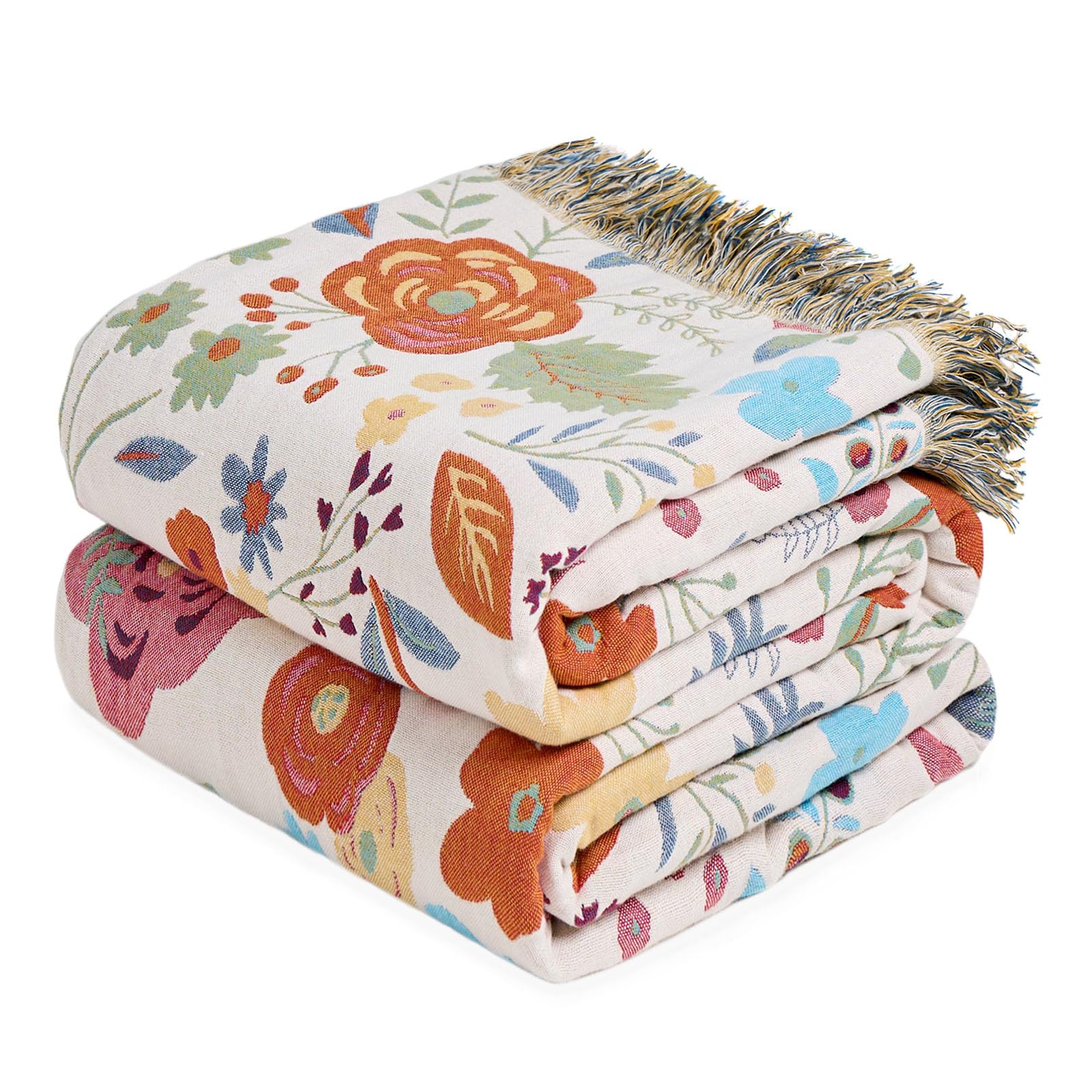 LUTBM Boho Throw Blanket for Bed 60"x80", All Season Cotton Couch Blankets