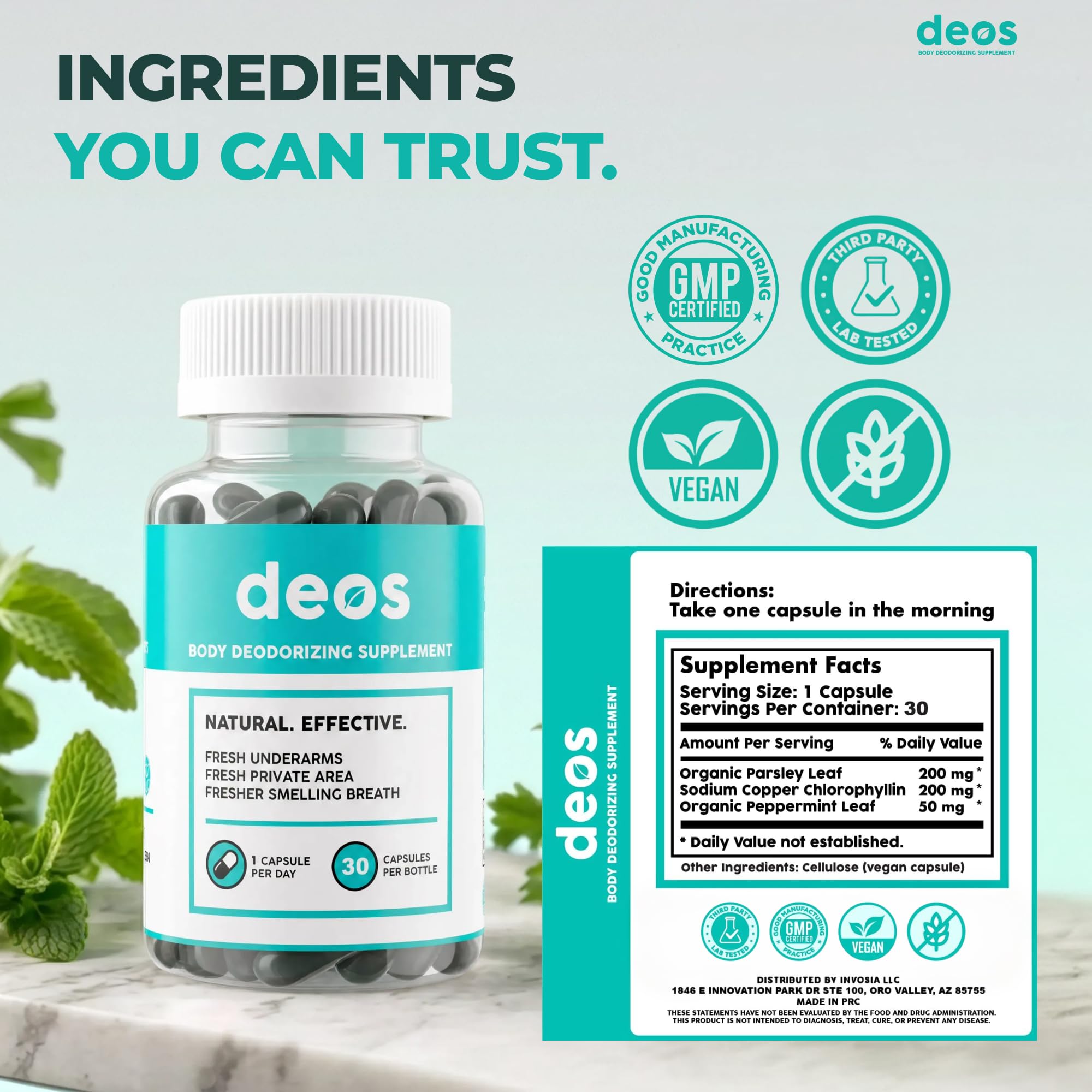 DEOS® Internal Deodorant Supplement [Natural Odor Control] Capsules 30 Pcs — Amazon image 6