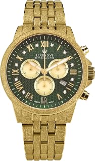 Aramis Frosted 2.0 3601 - Ø 43 mm - Herren Uhr - Wasserdicht - Armband Gold - Zifferblatt Imperial Green mit Diamanten - Schweizer Quarzwerk