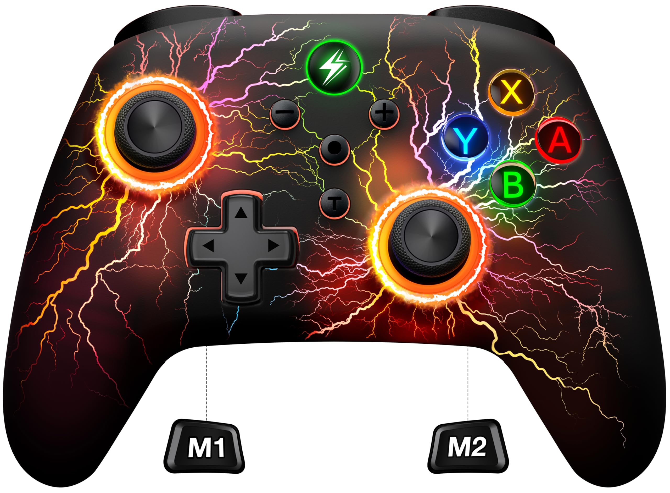 Wireless Switch 2 Pro Controller for Nintendo Switch Controller, Cool LED Wired PC Joysticks-Wireless iOS Gamepad/Android Remote/Programmable Nintendo Switch Accessories Interactive Gaming Figures