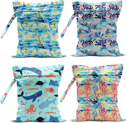 Miniatura 22 de Paquete de 4 bolsas húmedas para traje de baño, artículos esenciales de viaje a la playa, bolsa húmeda y seca, para protector solar, artículos de