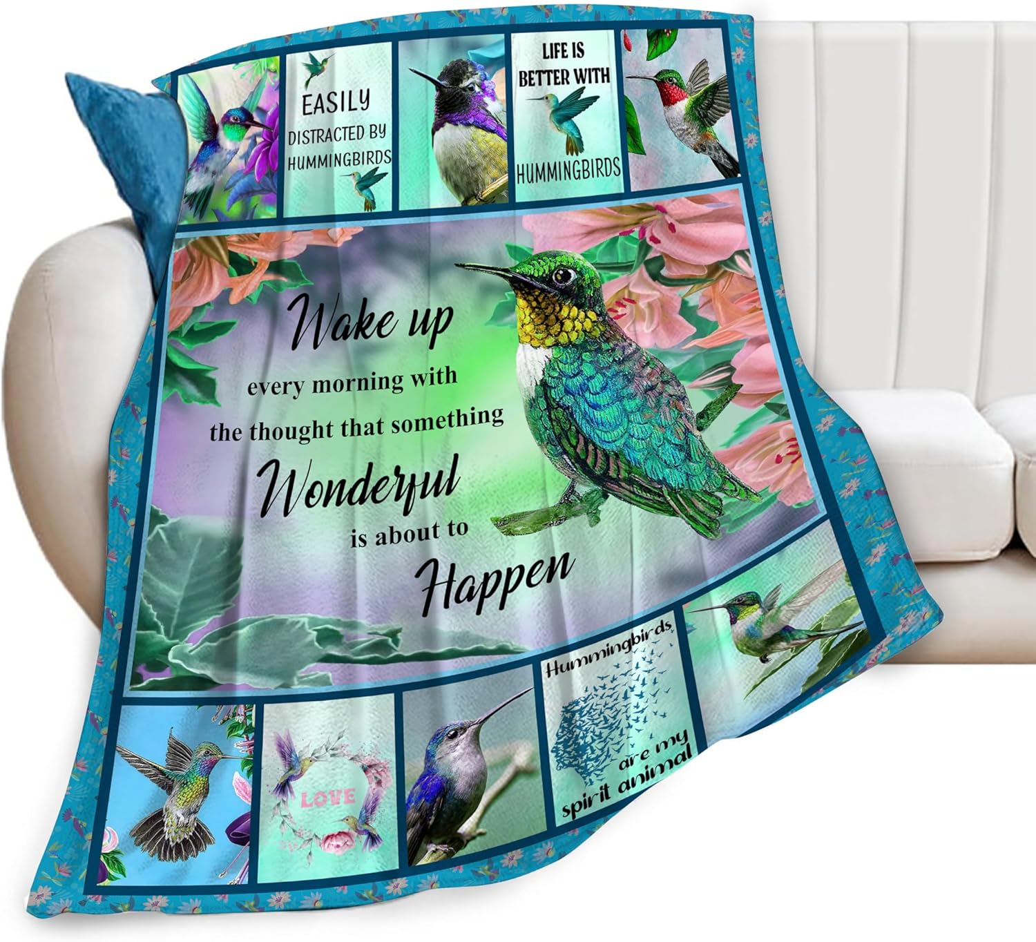 Hummingbird Blanket Flower Bird Throw Blanket Ultra Soft