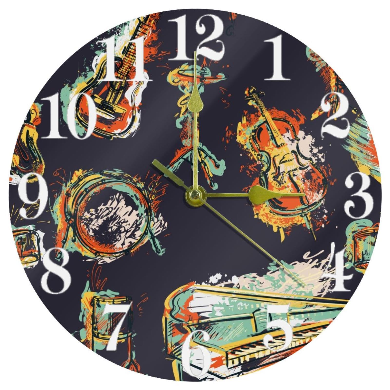 Horloge murale ronde quartz sans tic-tac silencieuse pour maison et école