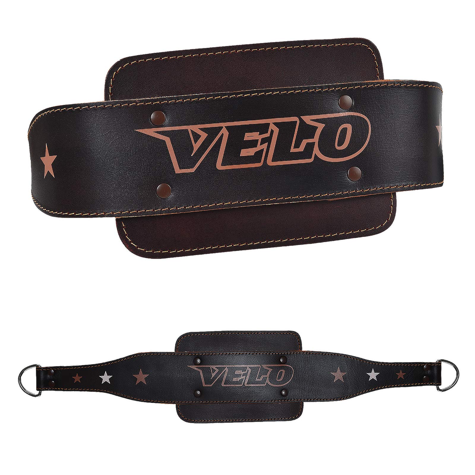 : VELO - 7" Cowhide leather Dipping belt for heavy weight dipping unisex belt pull ups lifting chains for weights pull ups Body Weight Workout Bodybuilding Padded Neoprene Back Support (Brown)