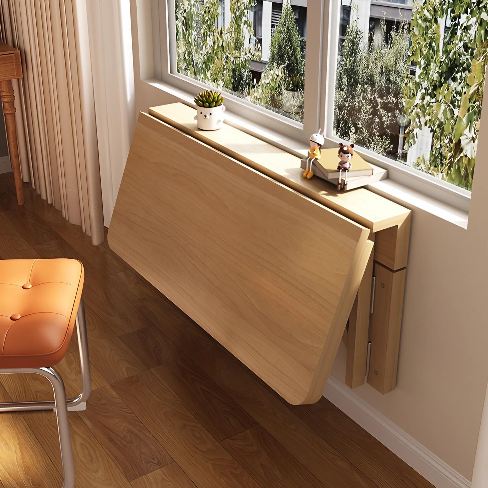 Table murale pliante en bois pour gain de place et bureau à domicile