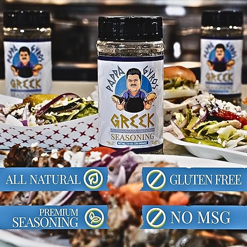 Miniatura 4 de Pappa Gyros Mezcla de condimentos griegos multiusos sin MSG, gran coctelera de 7.5 onzas, auténticas especias mediterráneas, mezcla de hierbas y