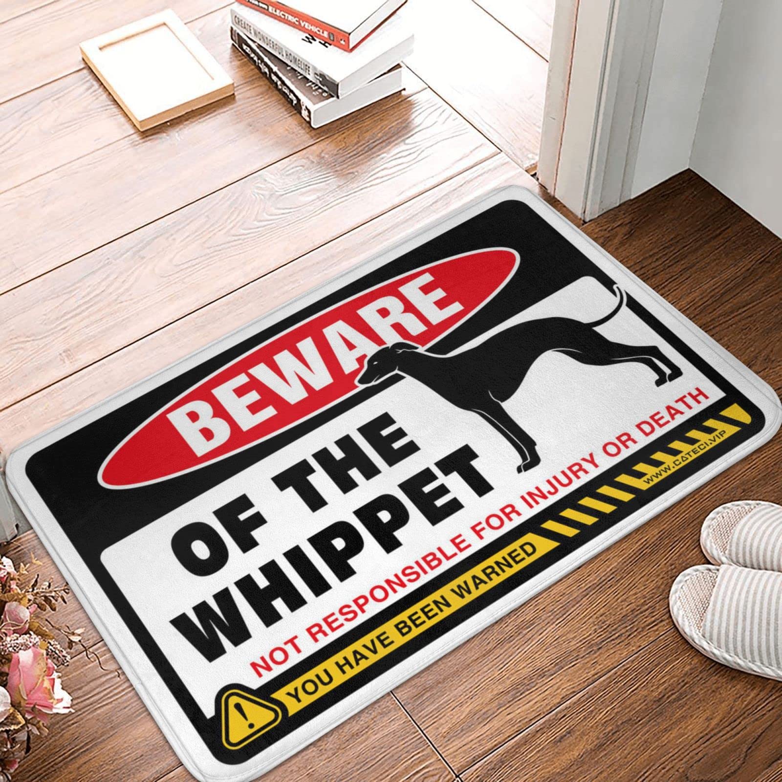 Paillasson d'entrée rustique Beware of Whippet tapis de sol 65x90