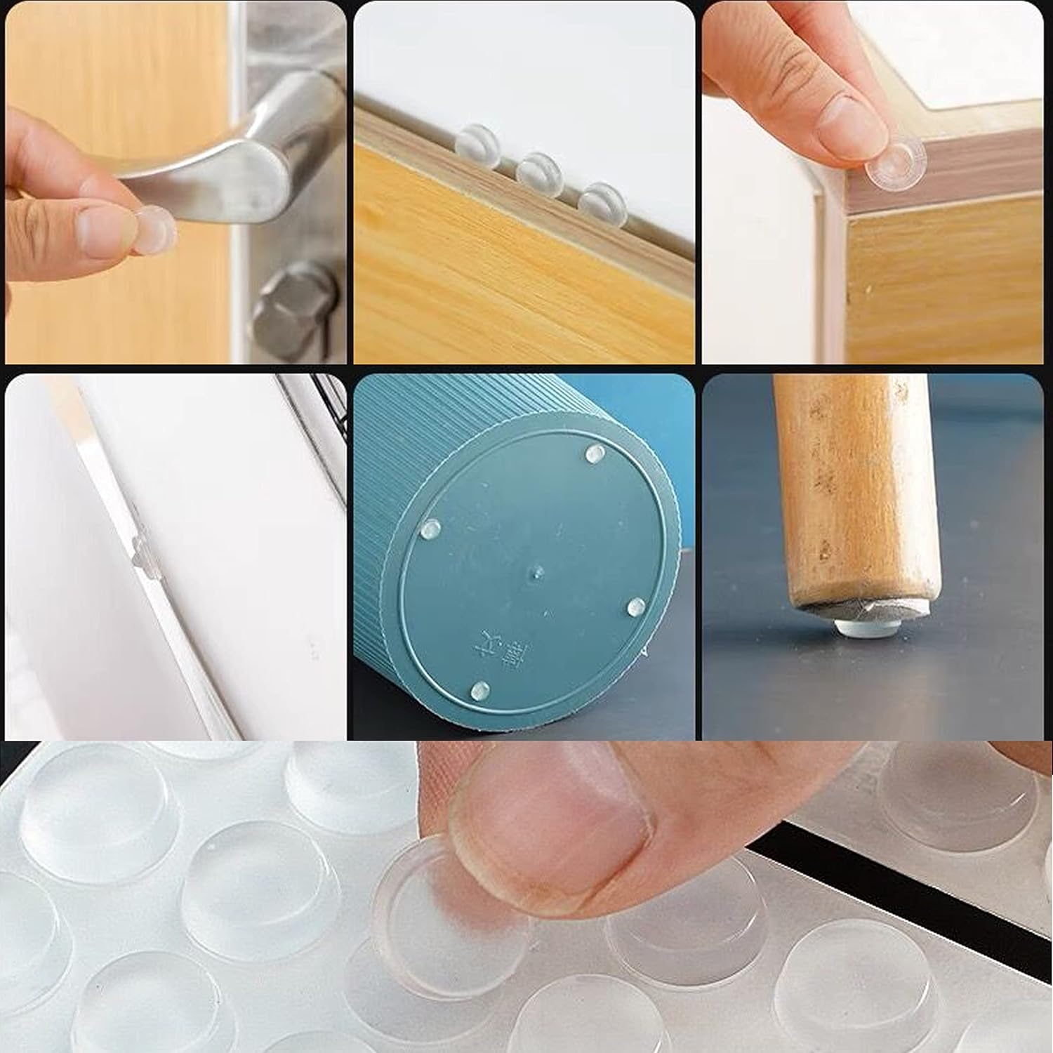 Cabinet Bumpers Clear Rubber Pads: 200PCS Self Adhesive Soft Door Bumper Stoppers Feet Sound Dampening Kitchen Cupboard Door Drawers Furniture Silicone Bumpers Glass Tops Cutting Boards Picture Frames