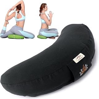 sei Design Cojín de Yoga con Relleno de Trigo sarraceno, cojín de meditación, cojín de Yoga, cojín de Suelo, tamaño Grande, 46 x 25 x 10 cm, Color Negro
