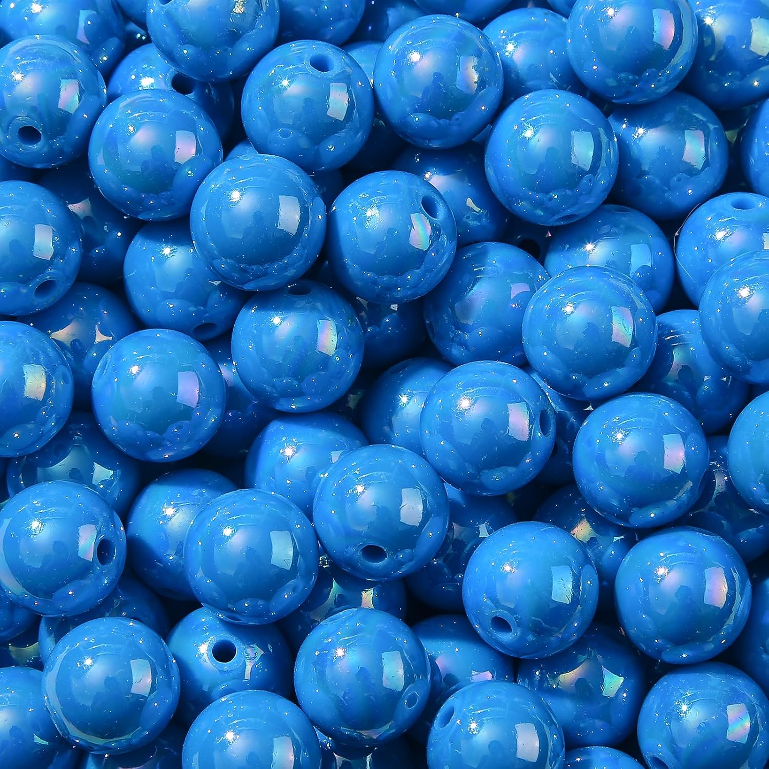 16mm Acrylic Bead 100pcs AB Lake Blue Color Acrylic Bead Chunk Bubblegum Beads for DIY Crafting Necklace Bracelet Jewelry Making Keychain (Lake Blue)
