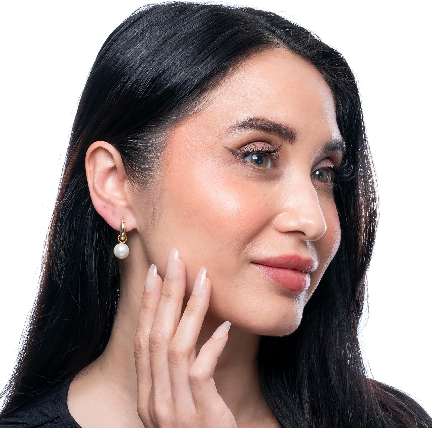 Amazon Essentials 14K Gold-Plated Pearl Drop, Hoop, Dangle Earrings - Image 2