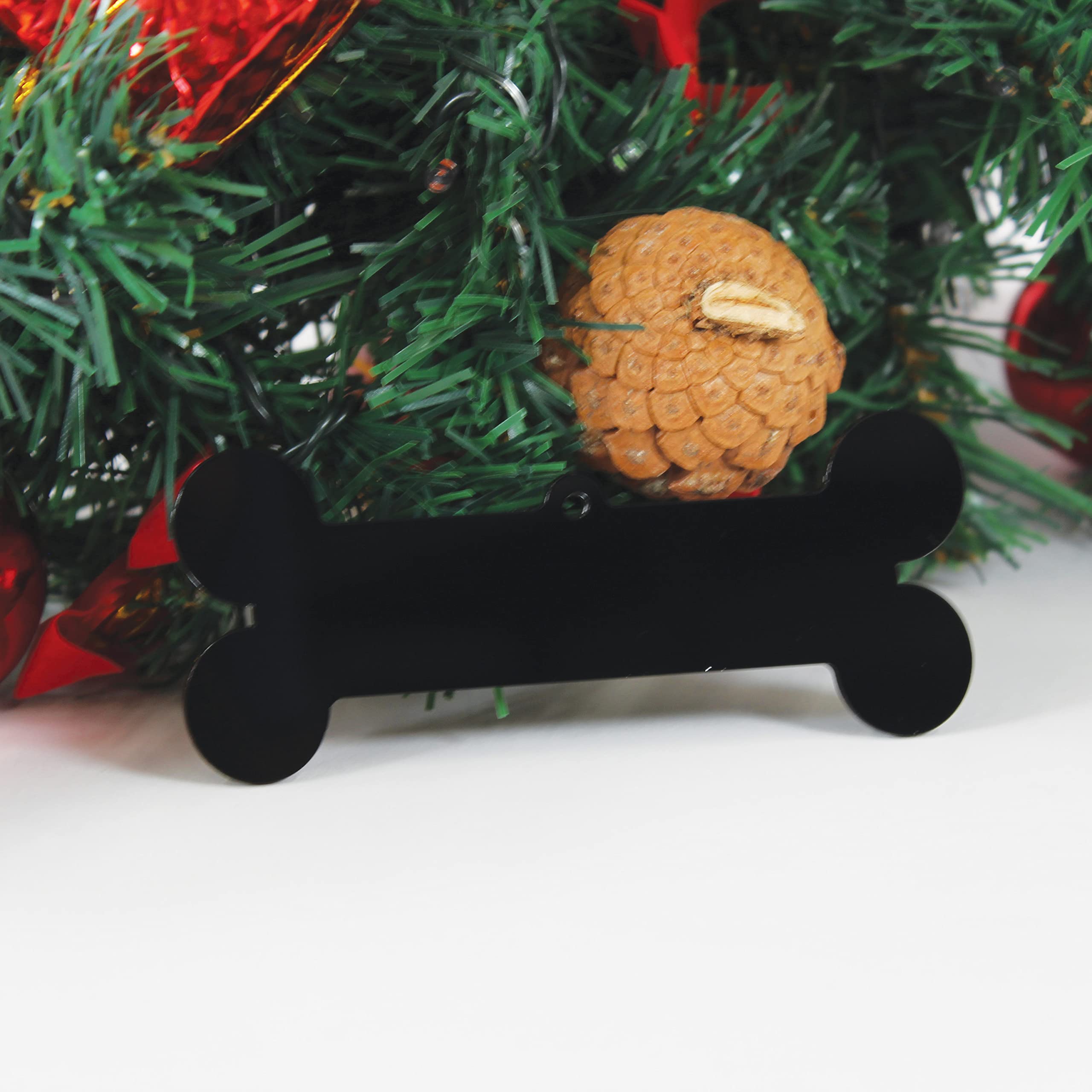 Black Dog Bone Shape Christmas Baubles/Perspex Acrylic Baubles/DIY Craft/Tree Decoration (10)