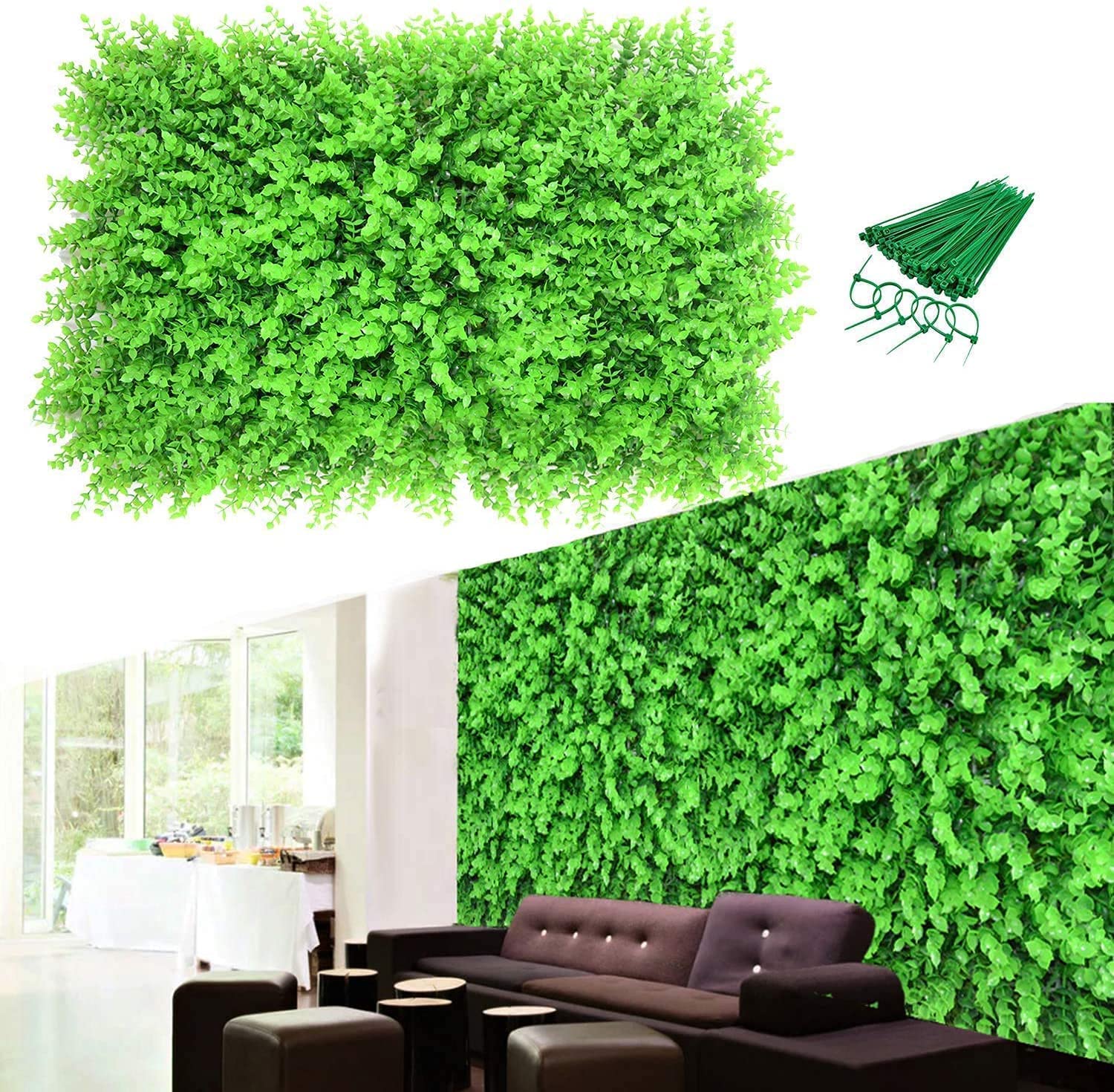 uyoyous 12PCS 24x16” Faux Boxwood Hedge Greenery Backdrop Artificial