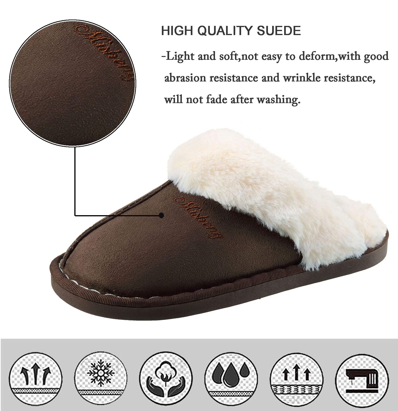 Inverno Pantofole Scamosciate da Donna Morbido Antiscivolo Scarpe Caldo Peluche Uomo Accogliente Memoria Schiuma Pantofole da Casa 34-45EU